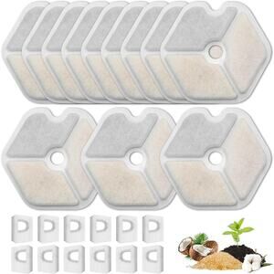 12 Pack Replacement Filters & 12 Pack Sponges Compatible with Smartoo Cat Water